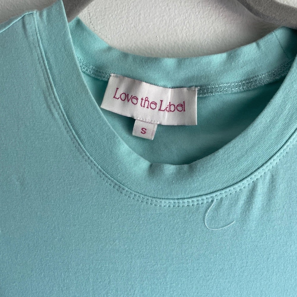 Love the Label Puff Sleeve T-Shirt Womens Small Mint Green Short Balloon Sleeve - Picture 3 of 9